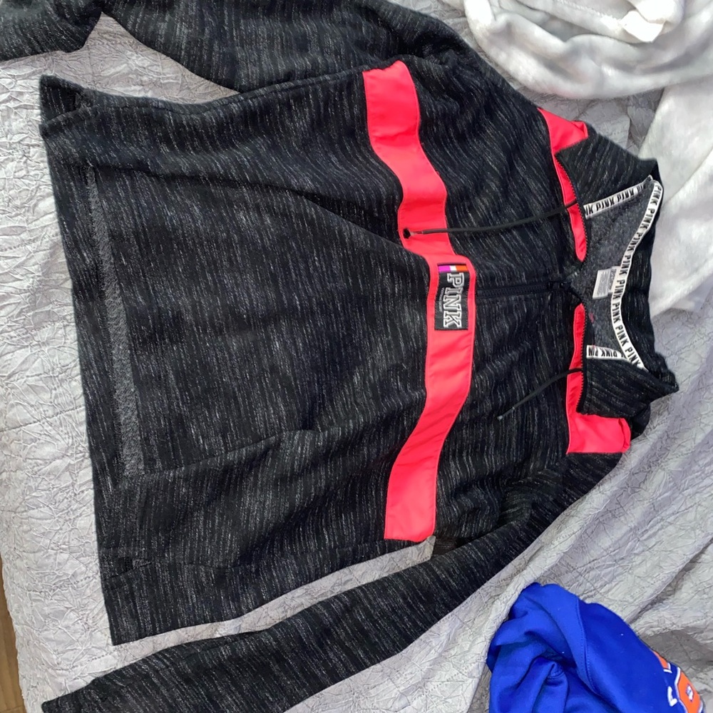 Pink quarter zip sweatshirt